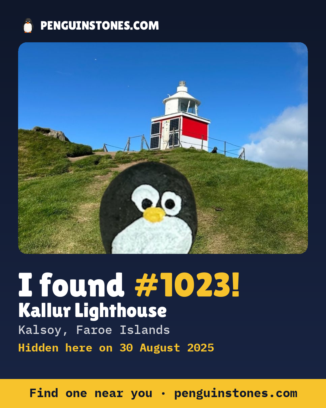 Obrázok s nápisom „I found #1023“: fotka kameňa, kde je a ako ďaleko docestoval