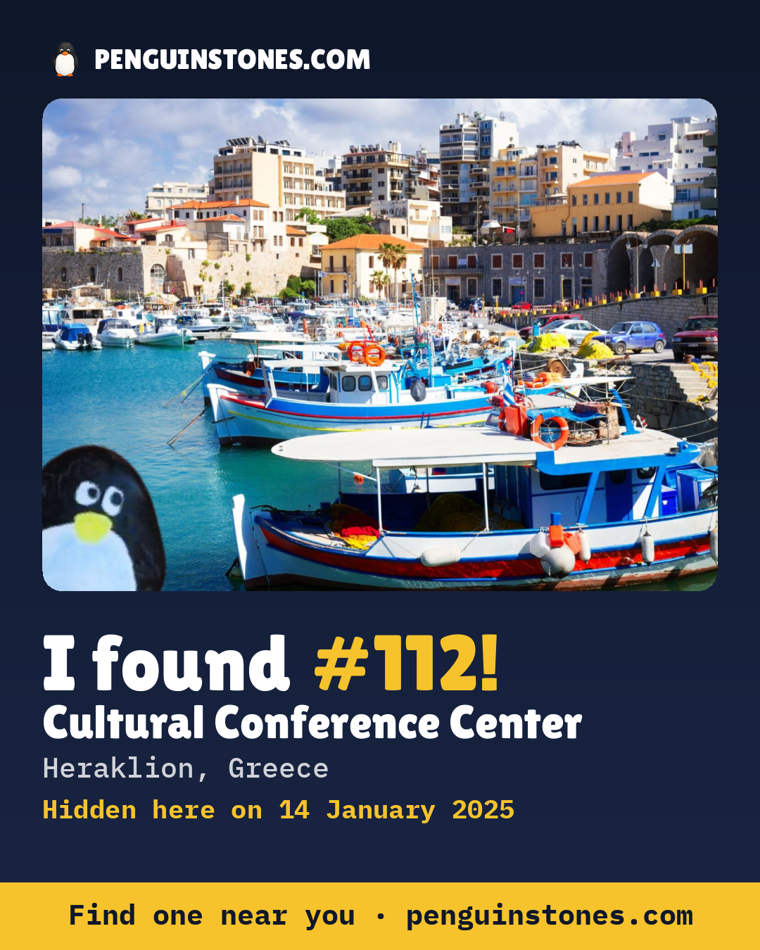 Obrázok s nápisom „I found #112“: fotka kameňa, kde je a ako ďaleko docestoval