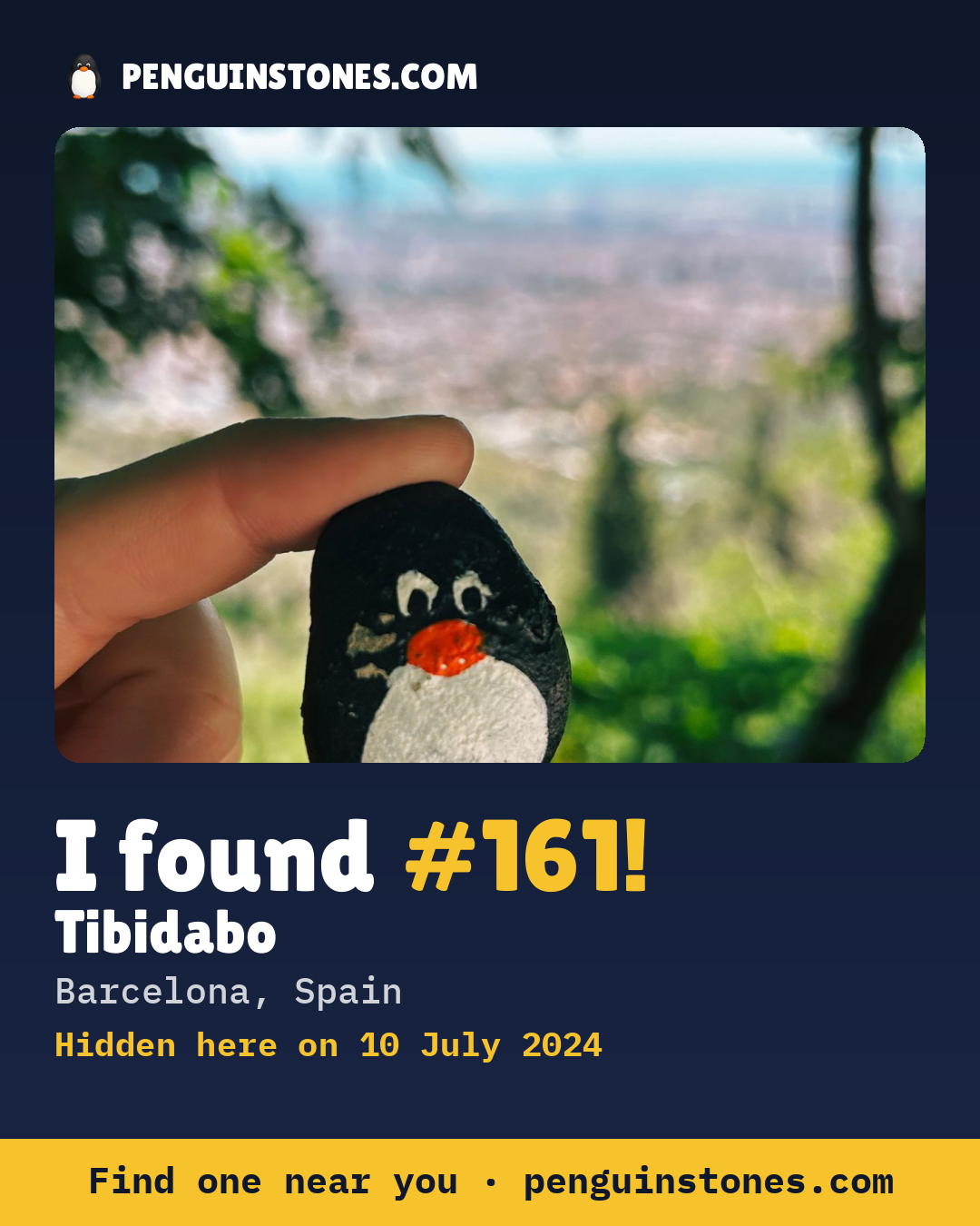 Obrázok s nápisom „I found #161“: fotka kameňa, kde je a ako ďaleko docestoval