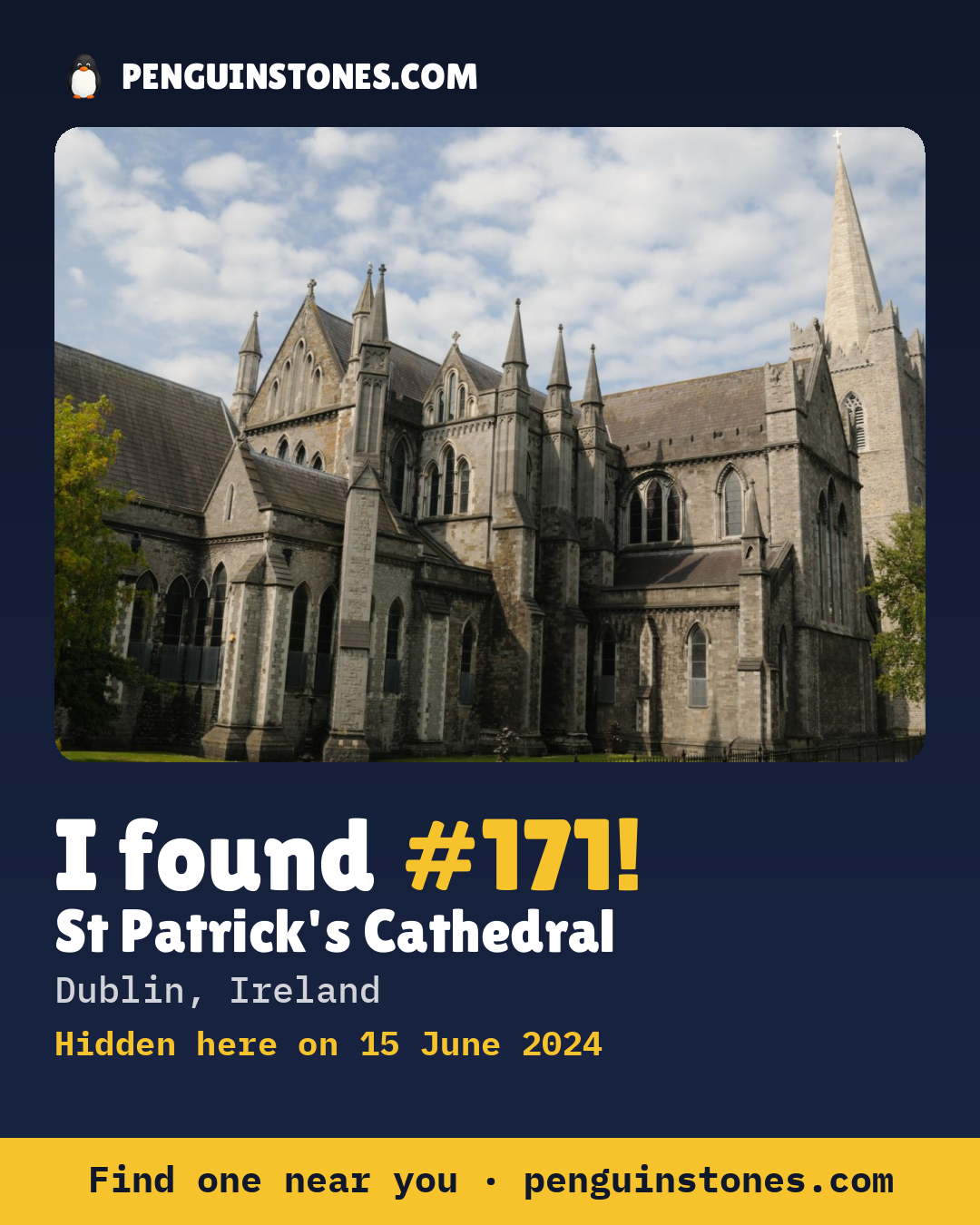 Obrázok s nápisom „I found #171“: fotka kameňa, kde je a ako ďaleko docestoval