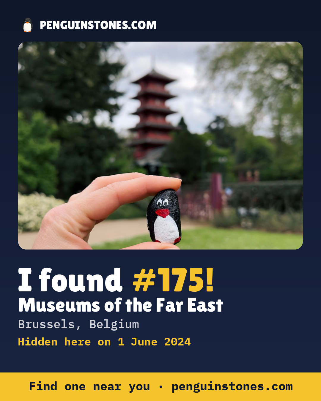 Obrázok s nápisom „I found #175“: fotka kameňa, kde je a ako ďaleko docestoval
