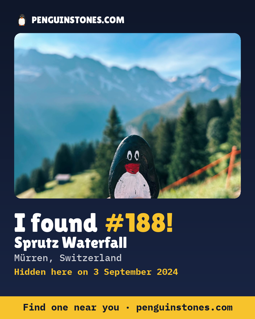 Obrázok s nápisom „I found #188“: fotka kameňa, kde je a ako ďaleko docestoval