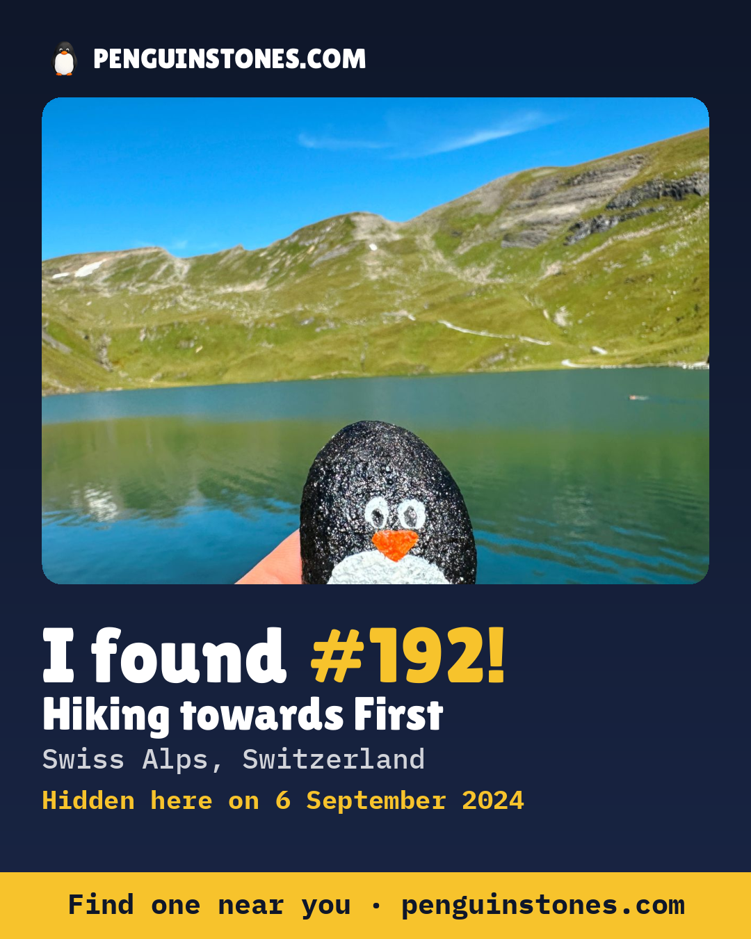 Obrázok s nápisom „I found #192“: fotka kameňa, kde je a ako ďaleko docestoval