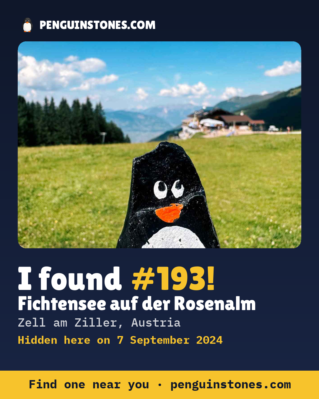Obrázok s nápisom „I found #193“: fotka kameňa, kde je a ako ďaleko docestoval