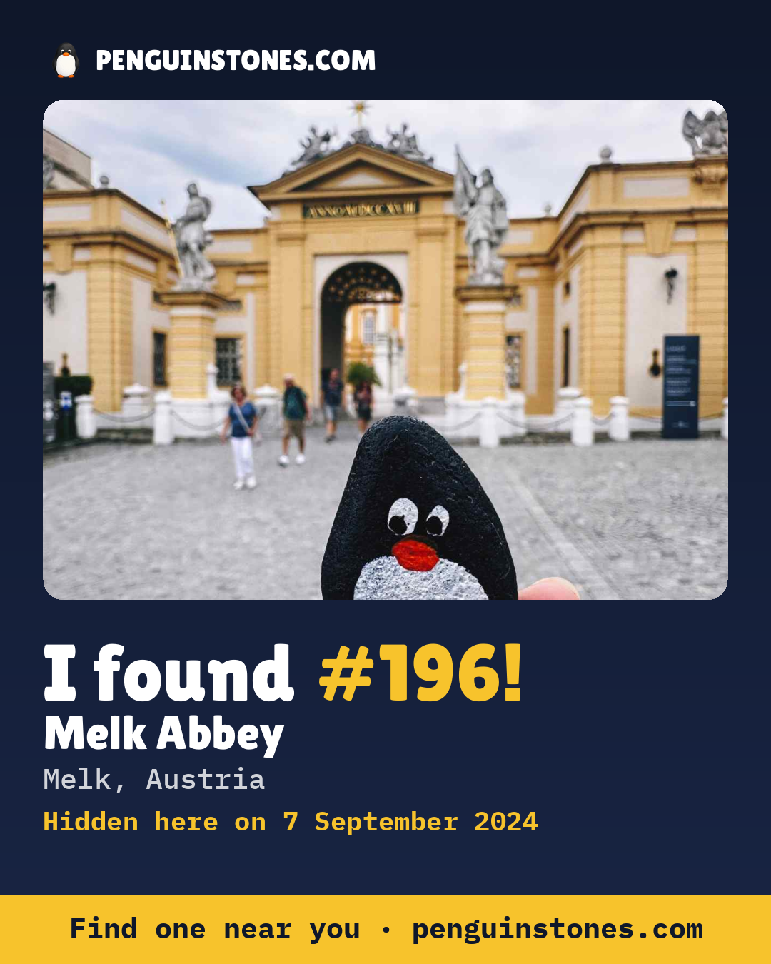 Obrázok s nápisom „I found #196“: fotka kameňa, kde je a ako ďaleko docestoval