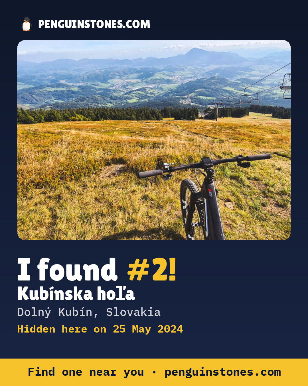 Obrázok s nápisom „I found #2“: fotka kameňa, kde je a ako ďaleko docestoval
