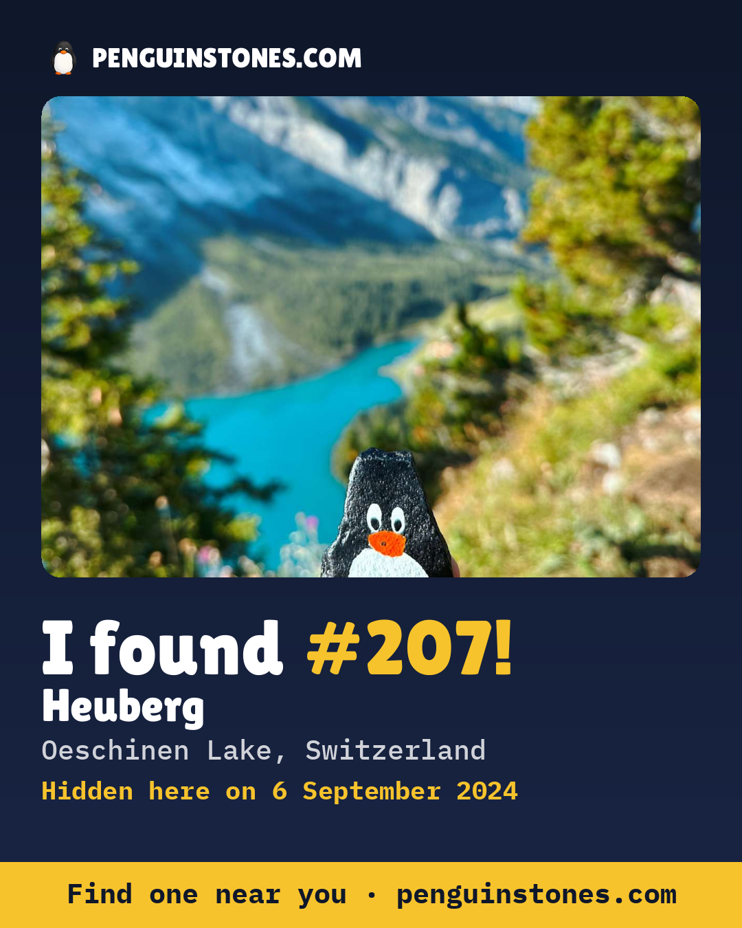 Obrázok s nápisom „I found #207“: fotka kameňa, kde je a ako ďaleko docestoval