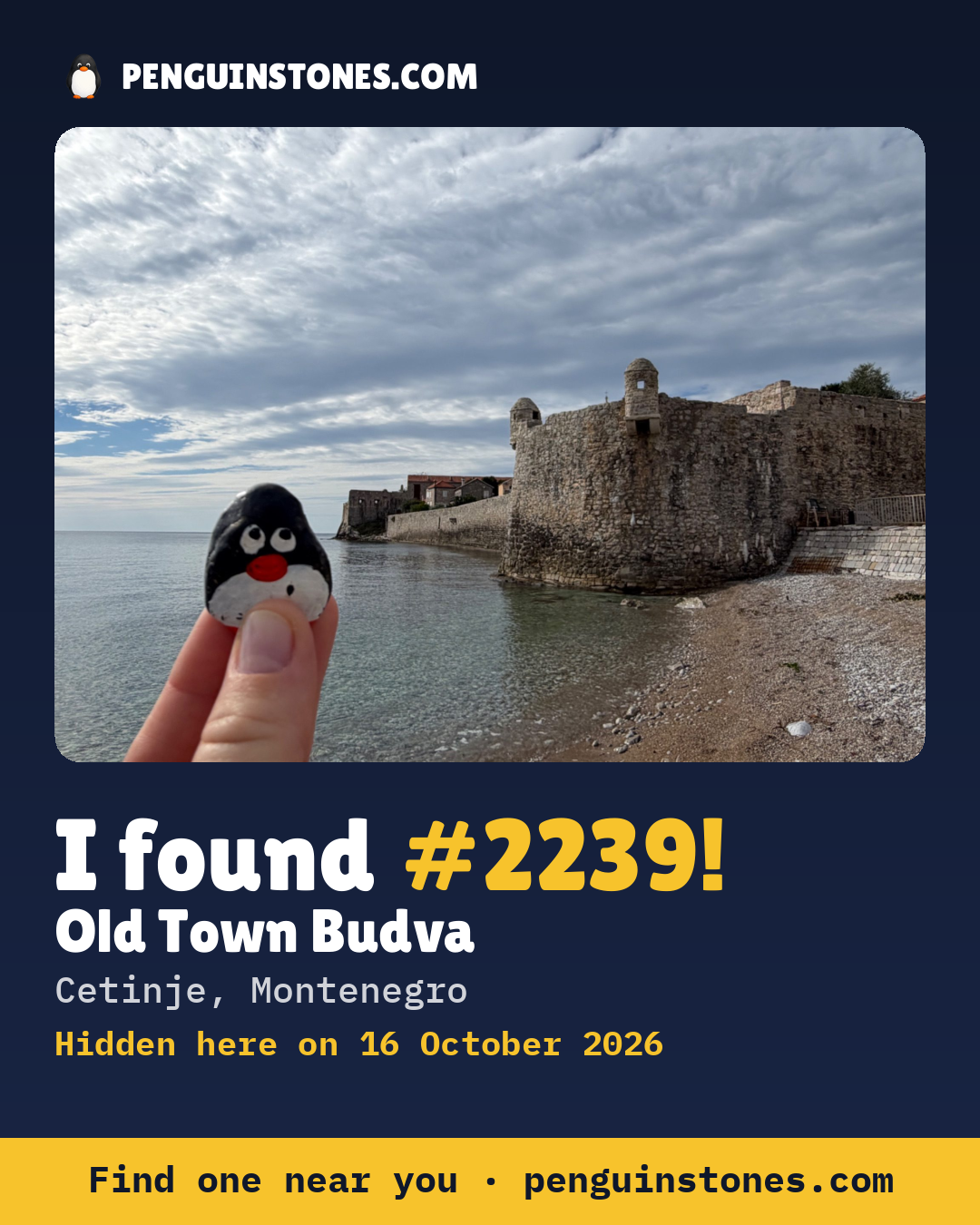 An “I found #2239” picture: the stone’s photo, where it is and how far it has travelled