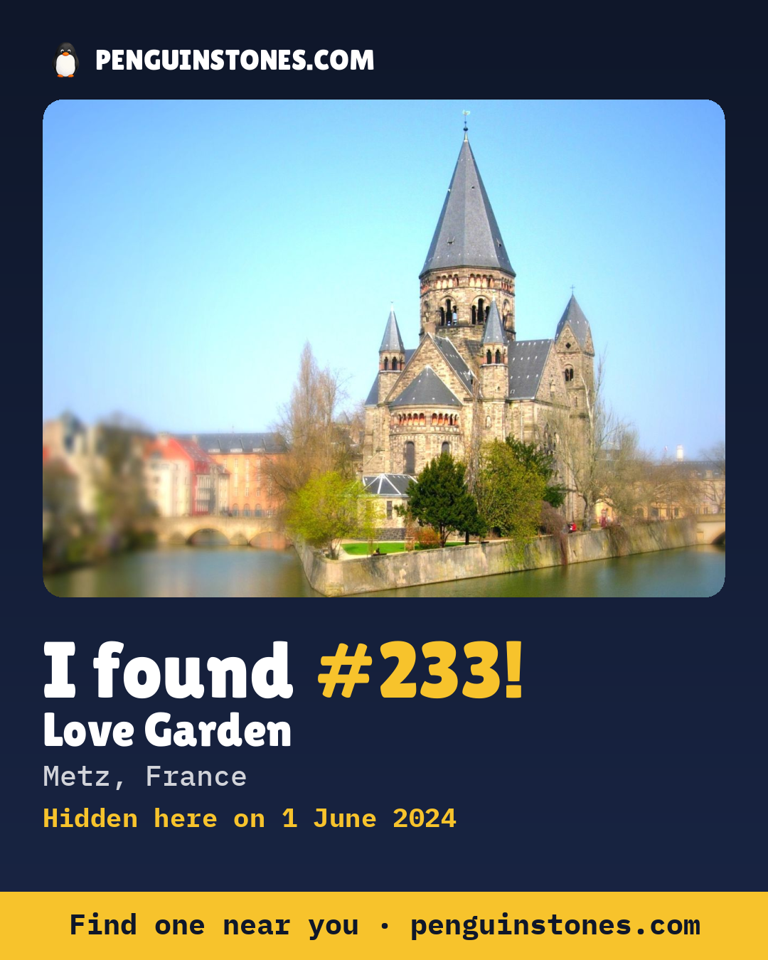 Obrázok s nápisom „I found #233“: fotka kameňa, kde je a ako ďaleko docestoval