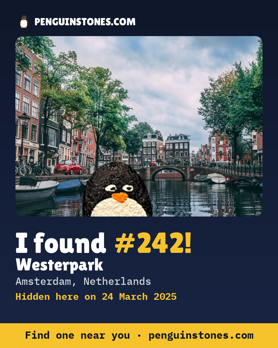 Obrázok s nápisom „I found #242“: fotka kameňa, kde je a ako ďaleko docestoval
