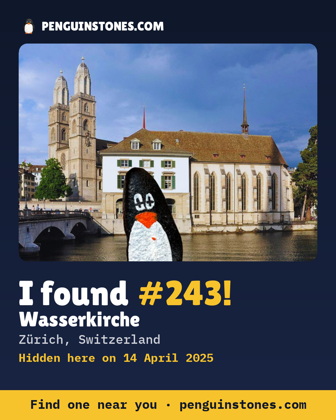 Obrázok s nápisom „I found #243“: fotka kameňa, kde je a ako ďaleko docestoval