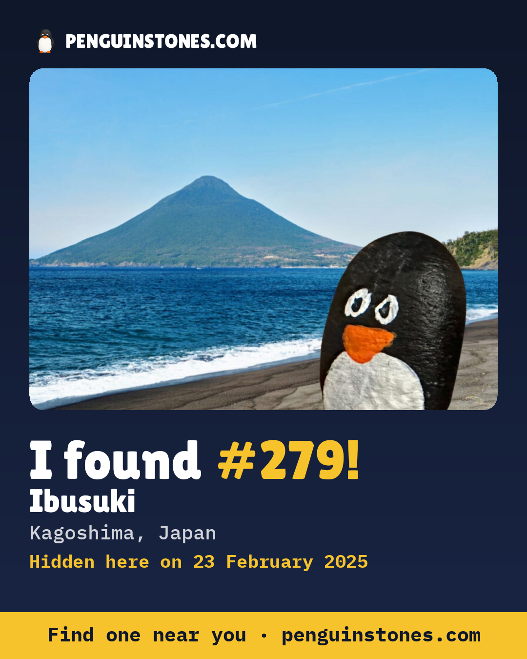 Obrázok s nápisom „I found #279“: fotka kameňa, kde je a ako ďaleko docestoval