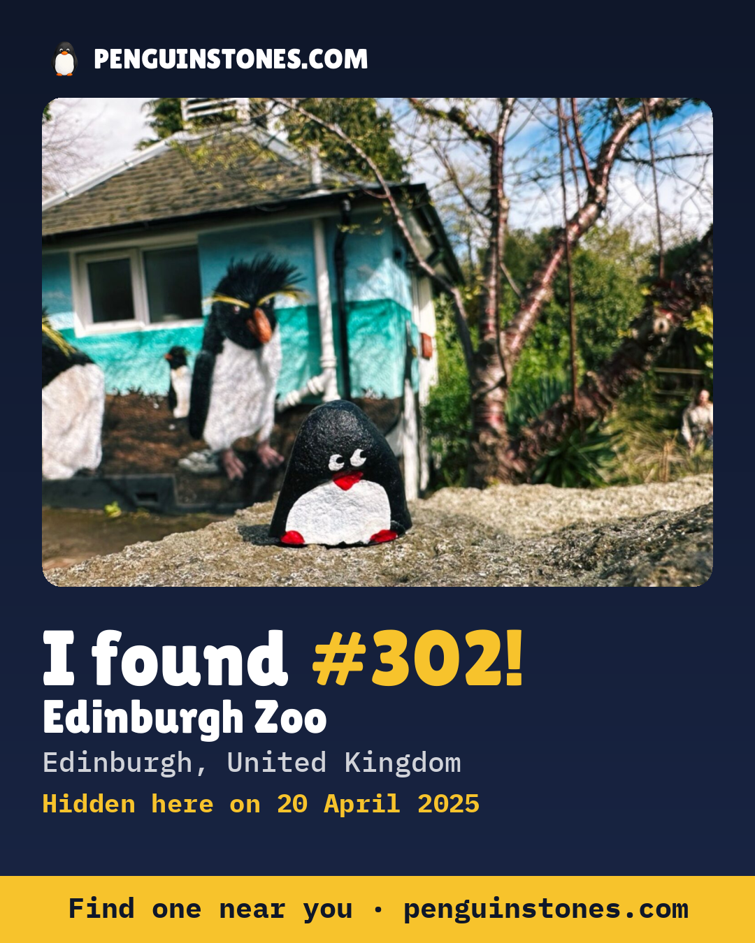 Obrázok s nápisom „I found #302“: fotka kameňa, kde je a ako ďaleko docestoval