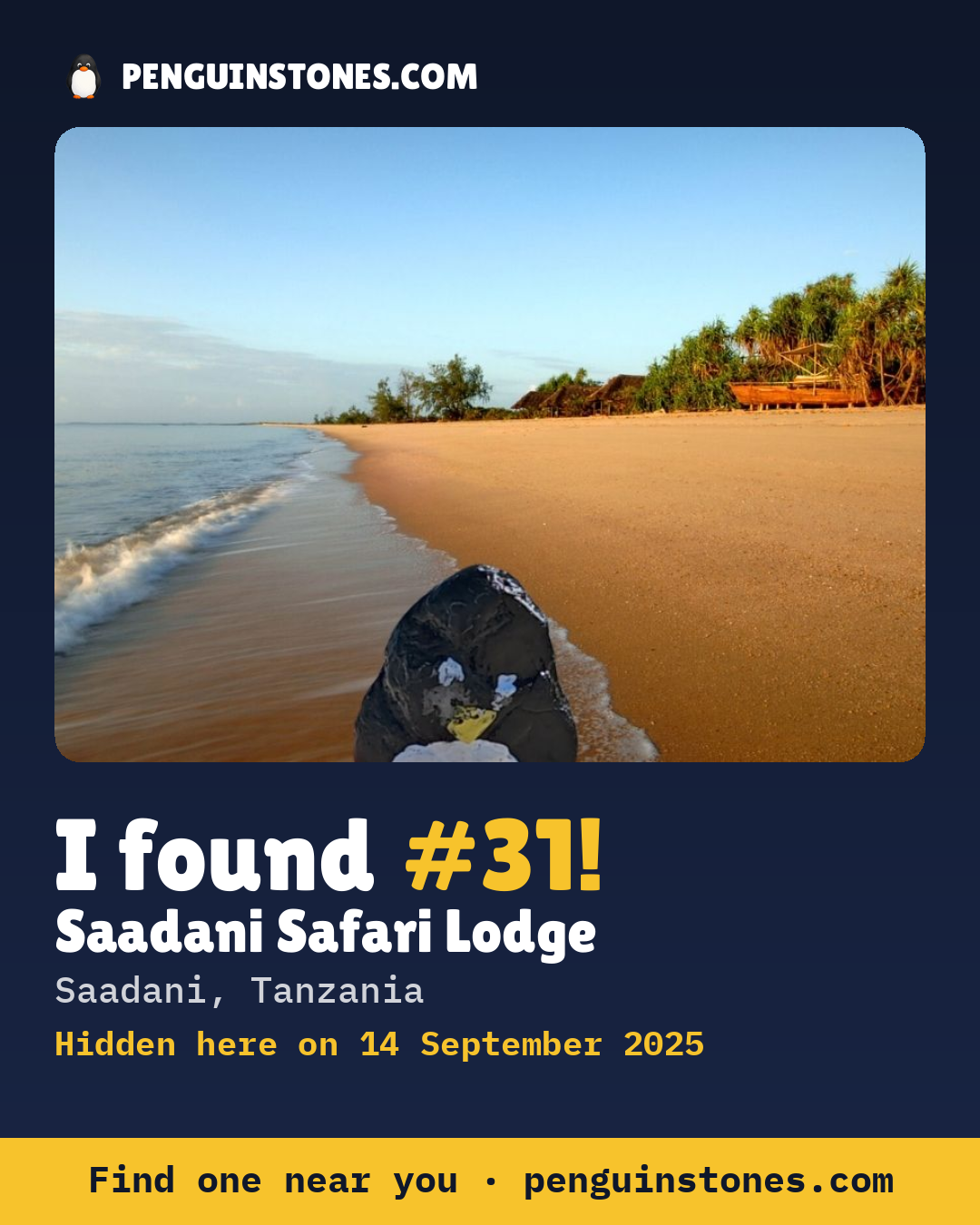 Obrázok s nápisom „I found #31“: fotka kameňa, kde je a ako ďaleko docestoval