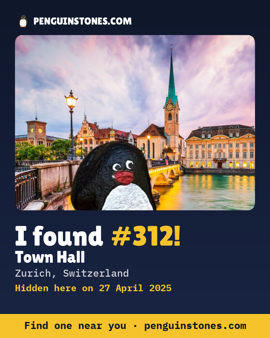 Obrázok s nápisom „I found #312“: fotka kameňa, kde je a ako ďaleko docestoval