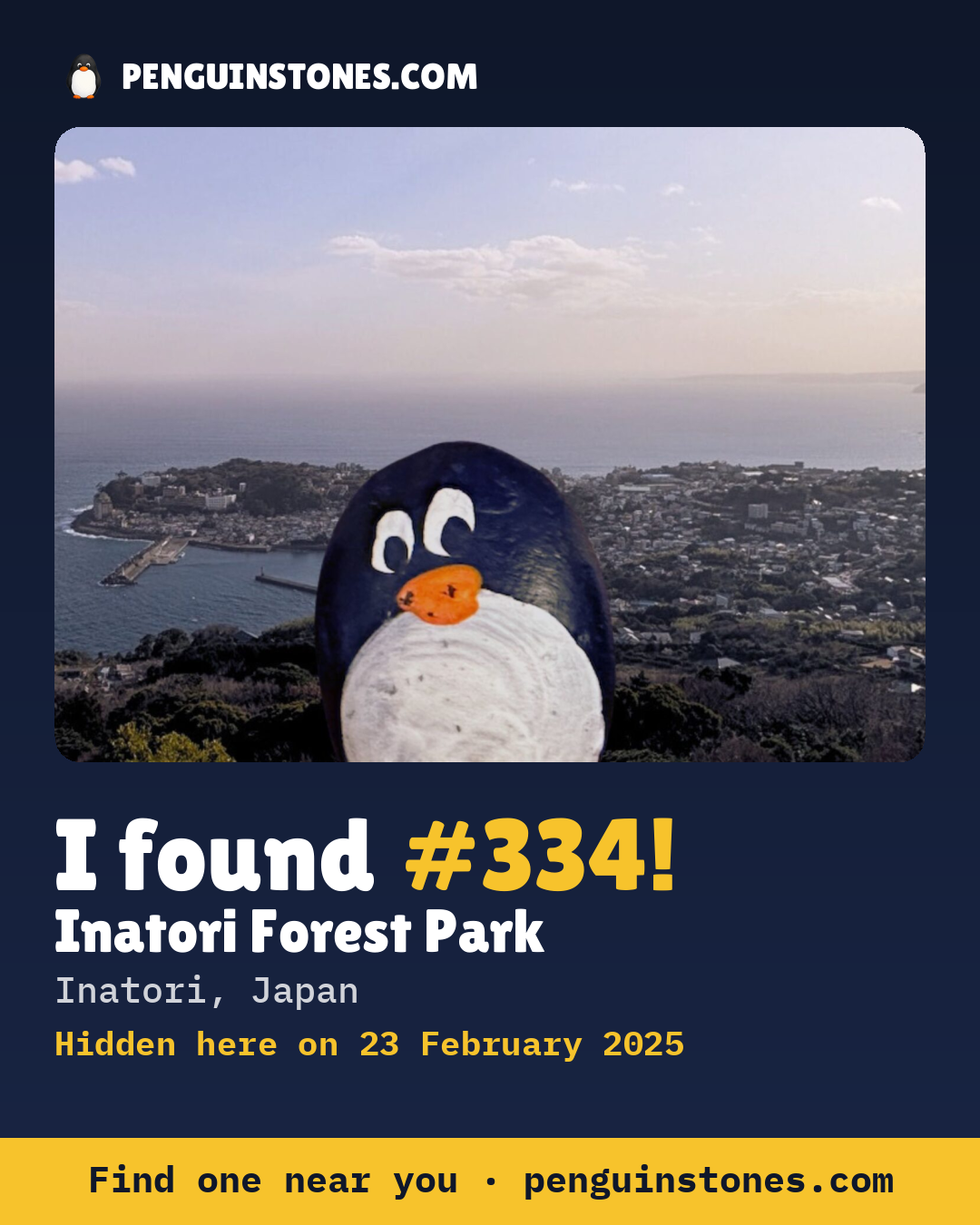 Obrázok s nápisom „I found #334“: fotka kameňa, kde je a ako ďaleko docestoval