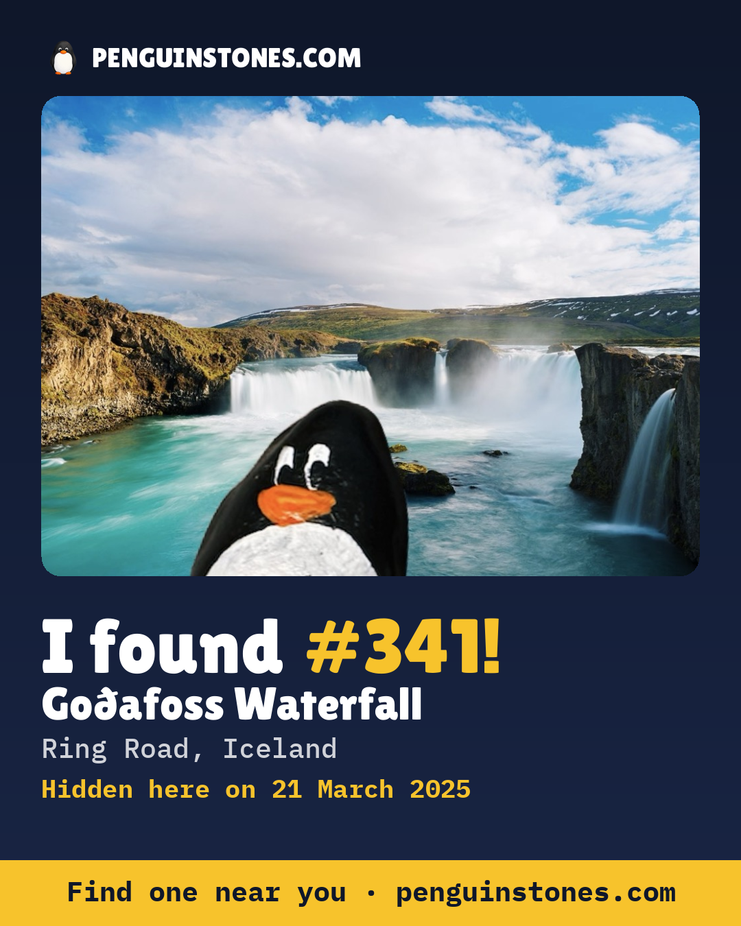 Obrázok s nápisom „I found #341“: fotka kameňa, kde je a ako ďaleko docestoval