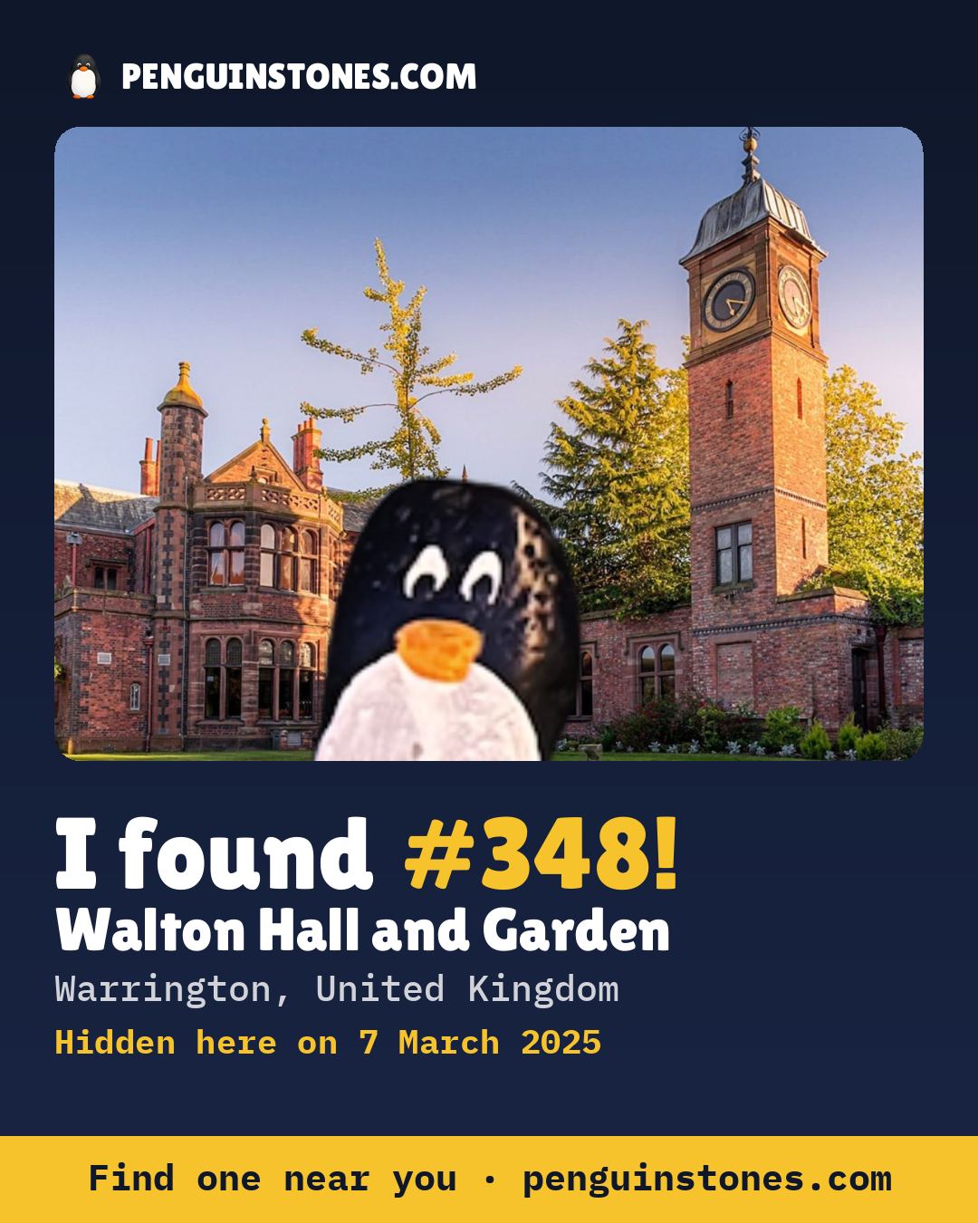 Obrázok s nápisom „I found #348“: fotka kameňa, kde je a ako ďaleko docestoval