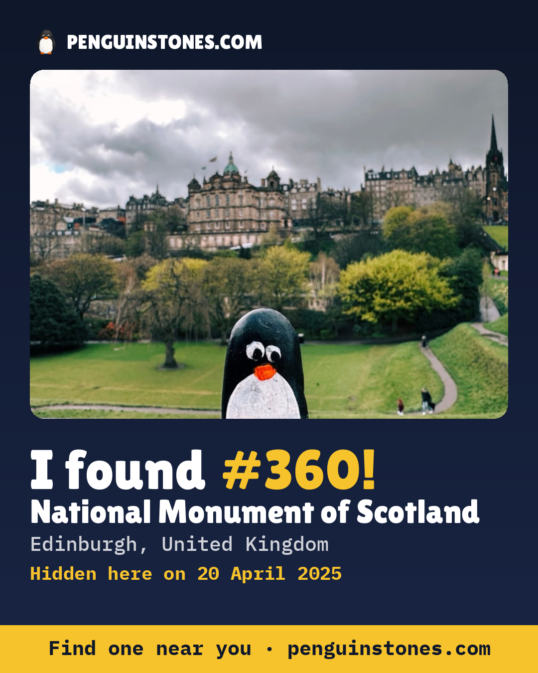 Obrázok s nápisom „I found #360“: fotka kameňa, kde je a ako ďaleko docestoval