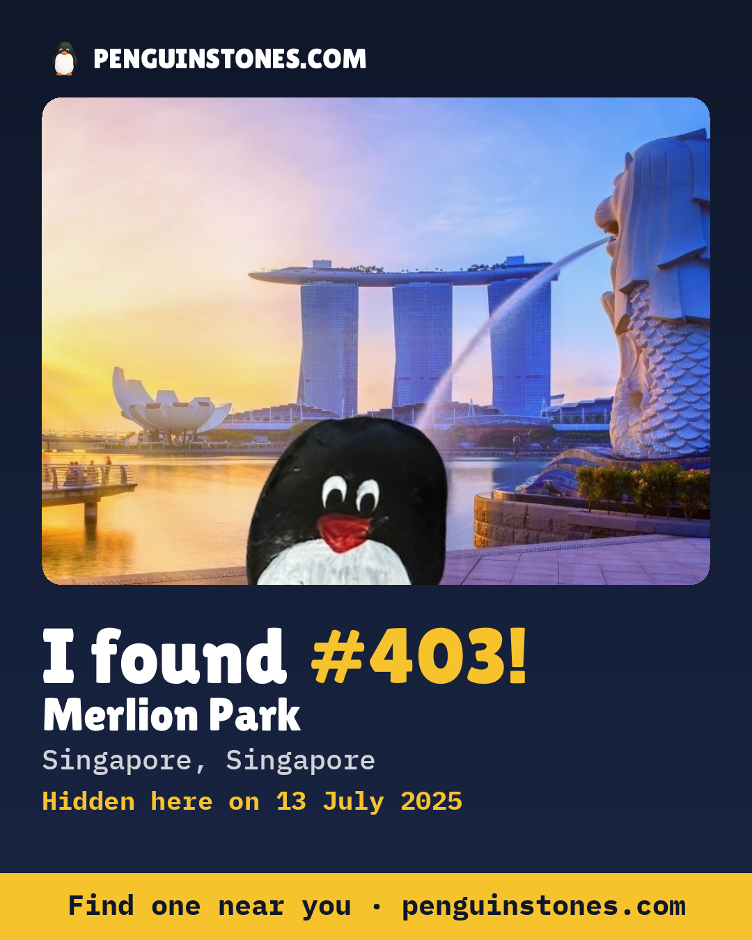 Obrázok s nápisom „I found #403“: fotka kameňa, kde je a ako ďaleko docestoval