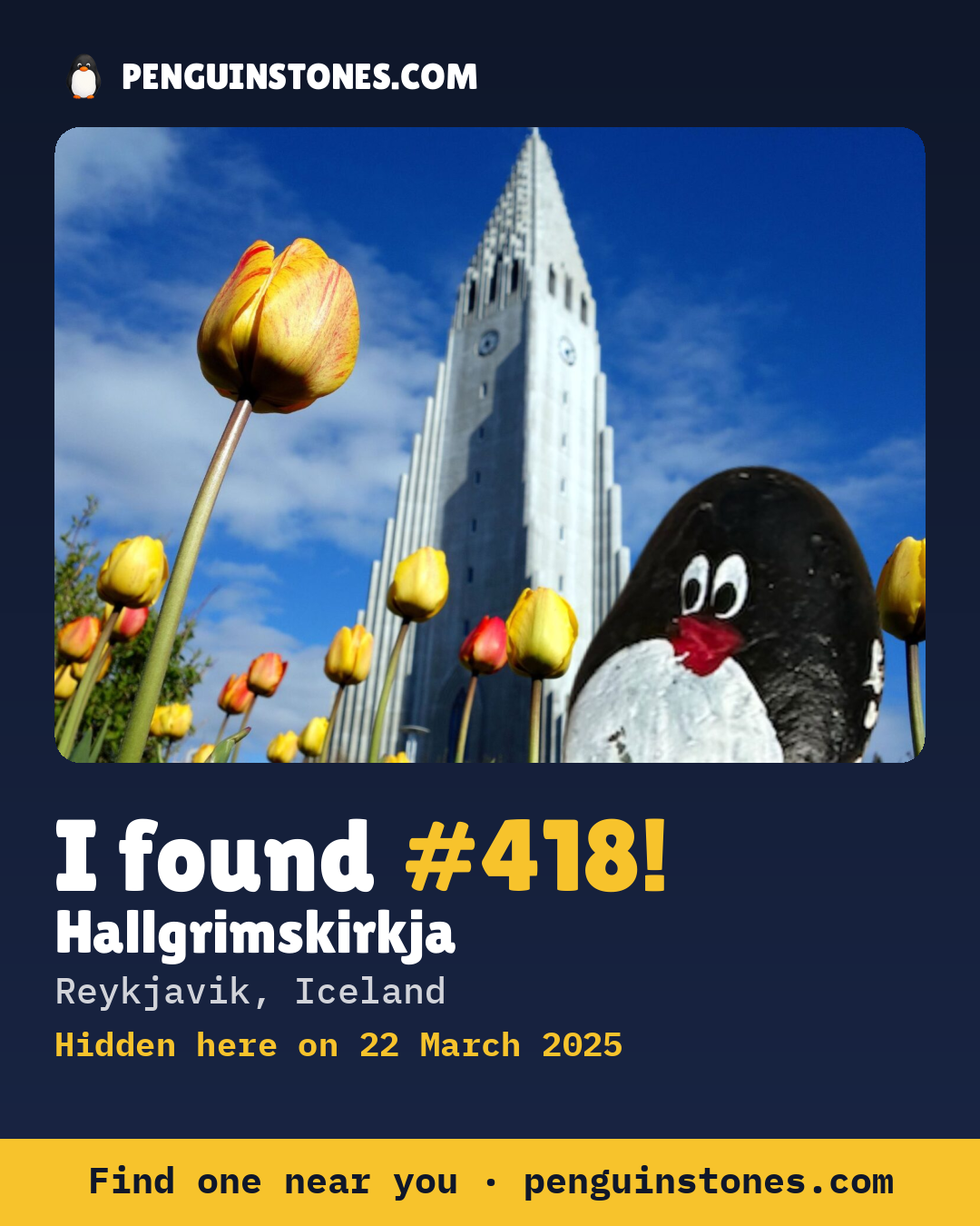 Obrázok s nápisom „I found #418“: fotka kameňa, kde je a ako ďaleko docestoval