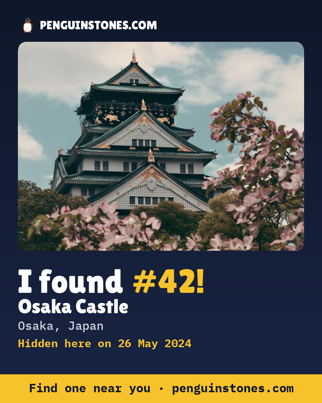 Obrázok s nápisom „I found #42“: fotka kameňa, kde je a ako ďaleko docestoval