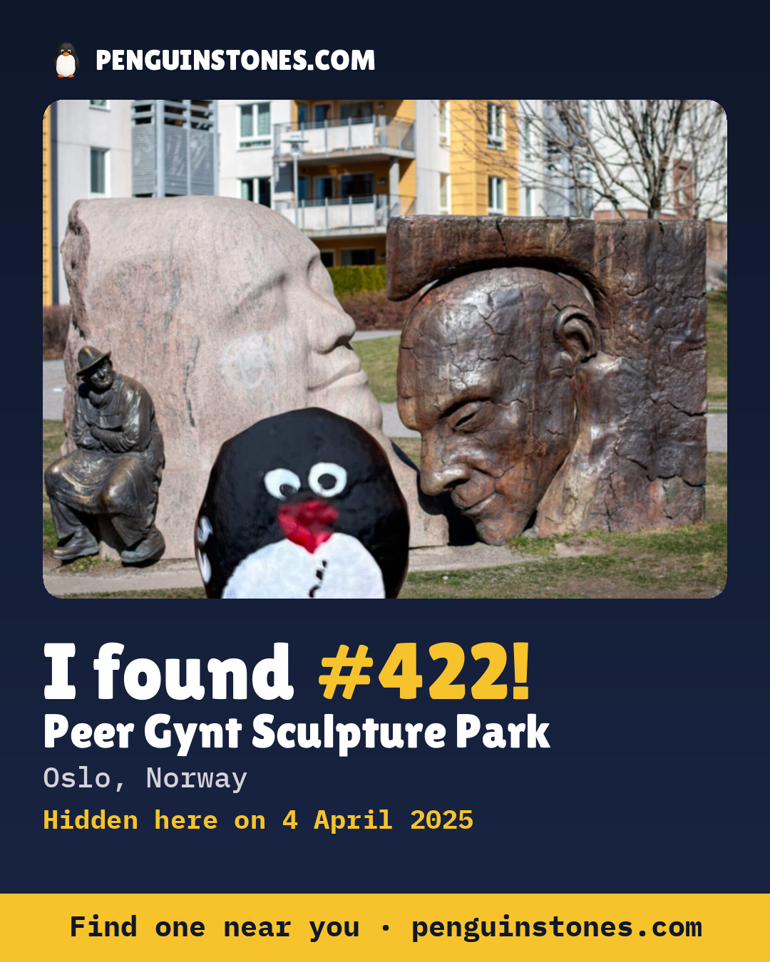 Obrázok s nápisom „I found #422“: fotka kameňa, kde je a ako ďaleko docestoval