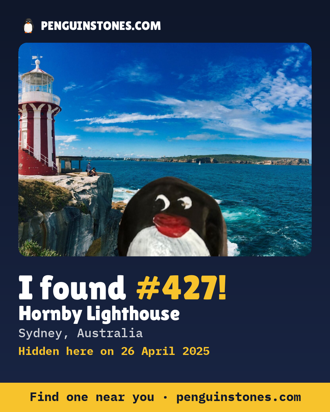Obrázok s nápisom „I found #427“: fotka kameňa, kde je a ako ďaleko docestoval