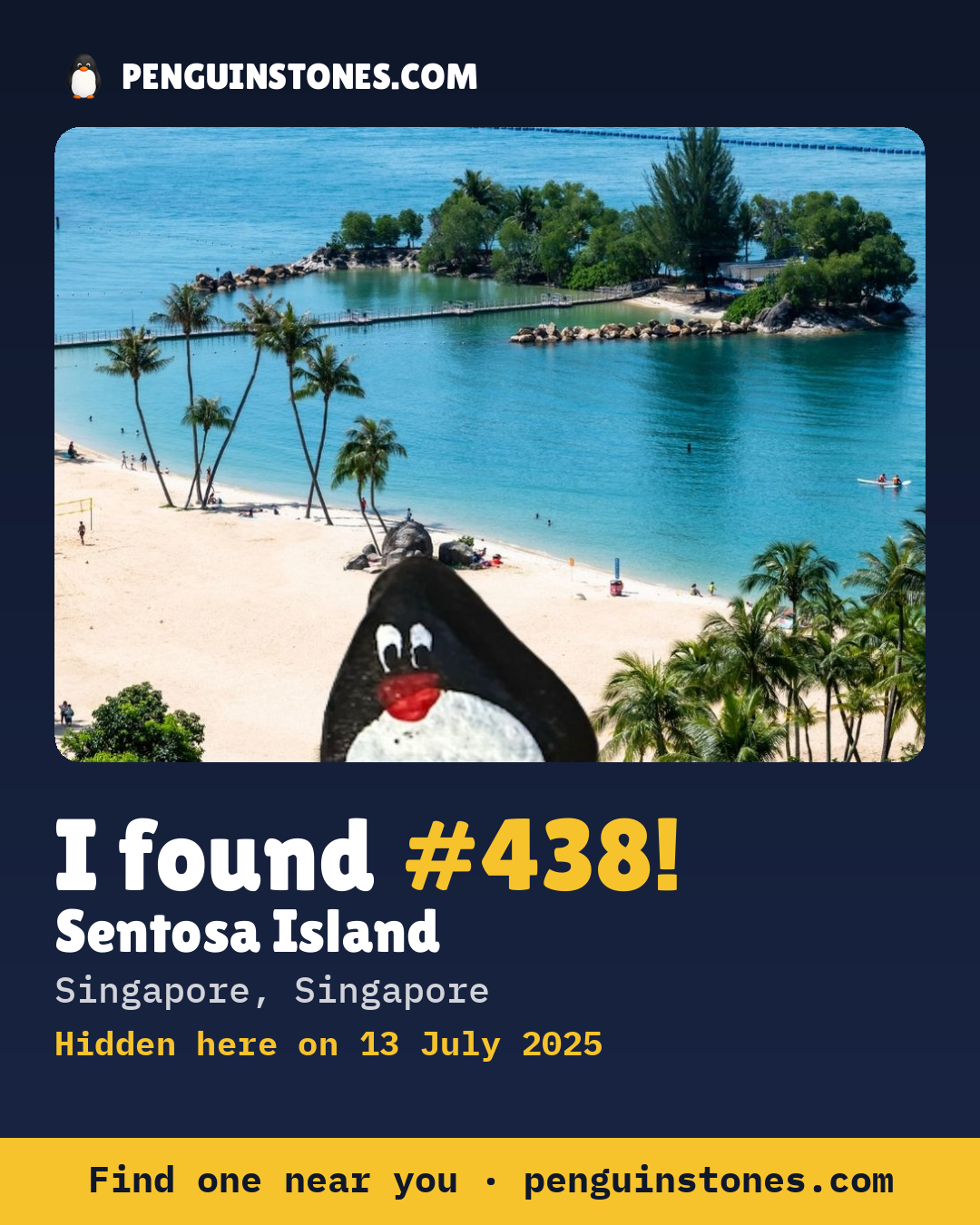 Obrázok s nápisom „I found #438“: fotka kameňa, kde je a ako ďaleko docestoval