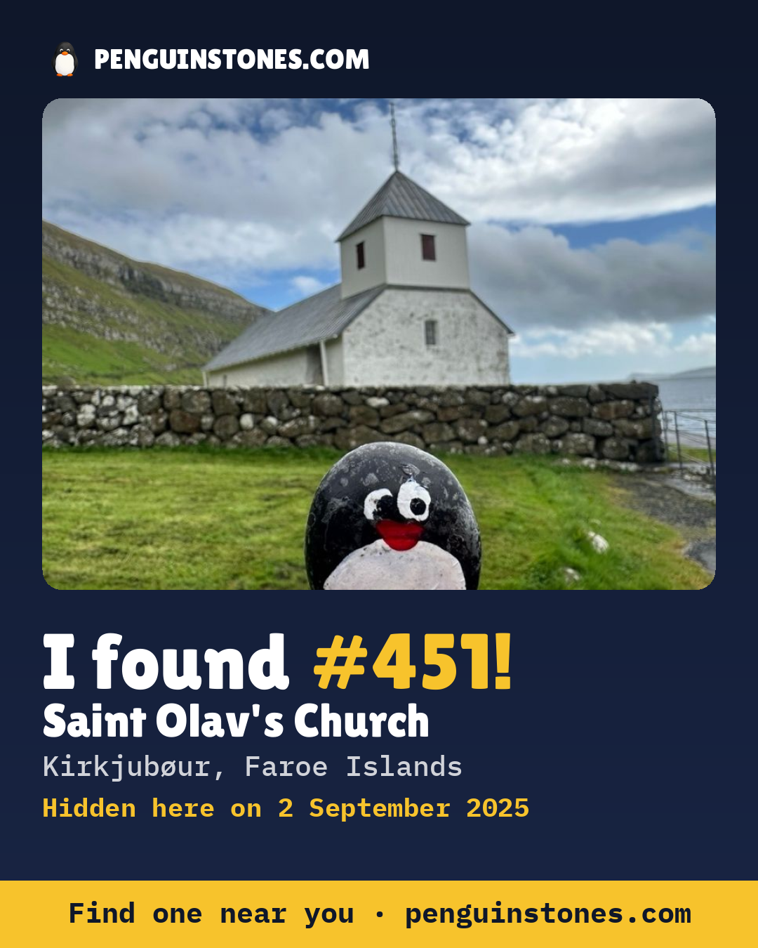 Obrázok s nápisom „I found #451“: fotka kameňa, kde je a ako ďaleko docestoval