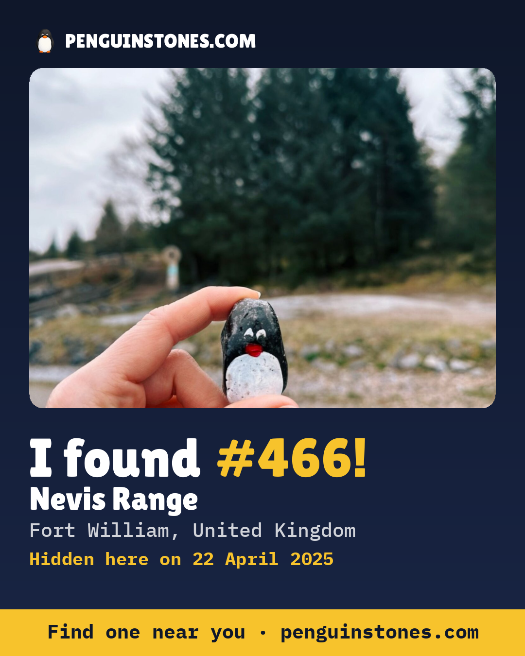 Obrázok s nápisom „I found #466“: fotka kameňa, kde je a ako ďaleko docestoval