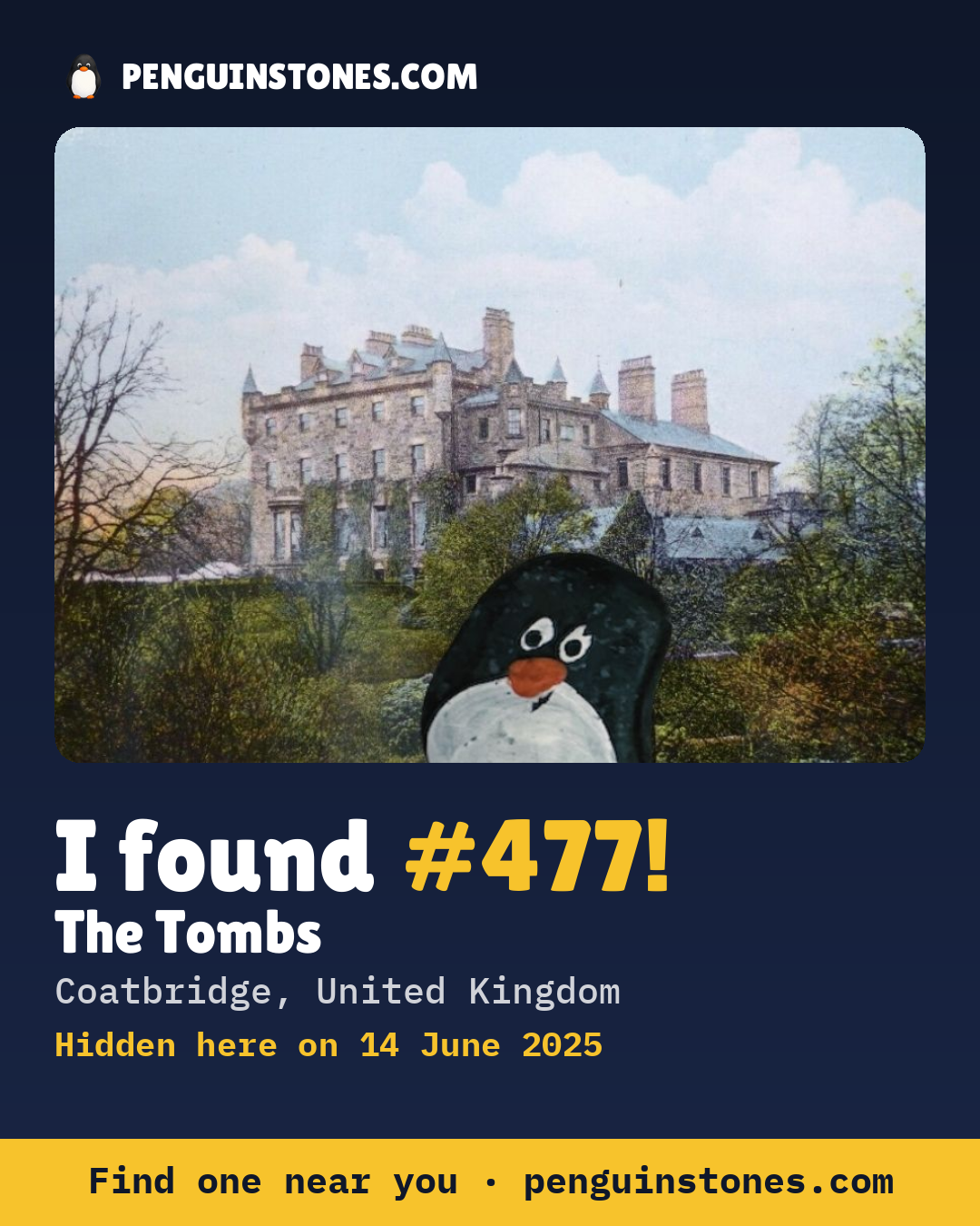 Obrázok s nápisom „I found #477“: fotka kameňa, kde je a ako ďaleko docestoval