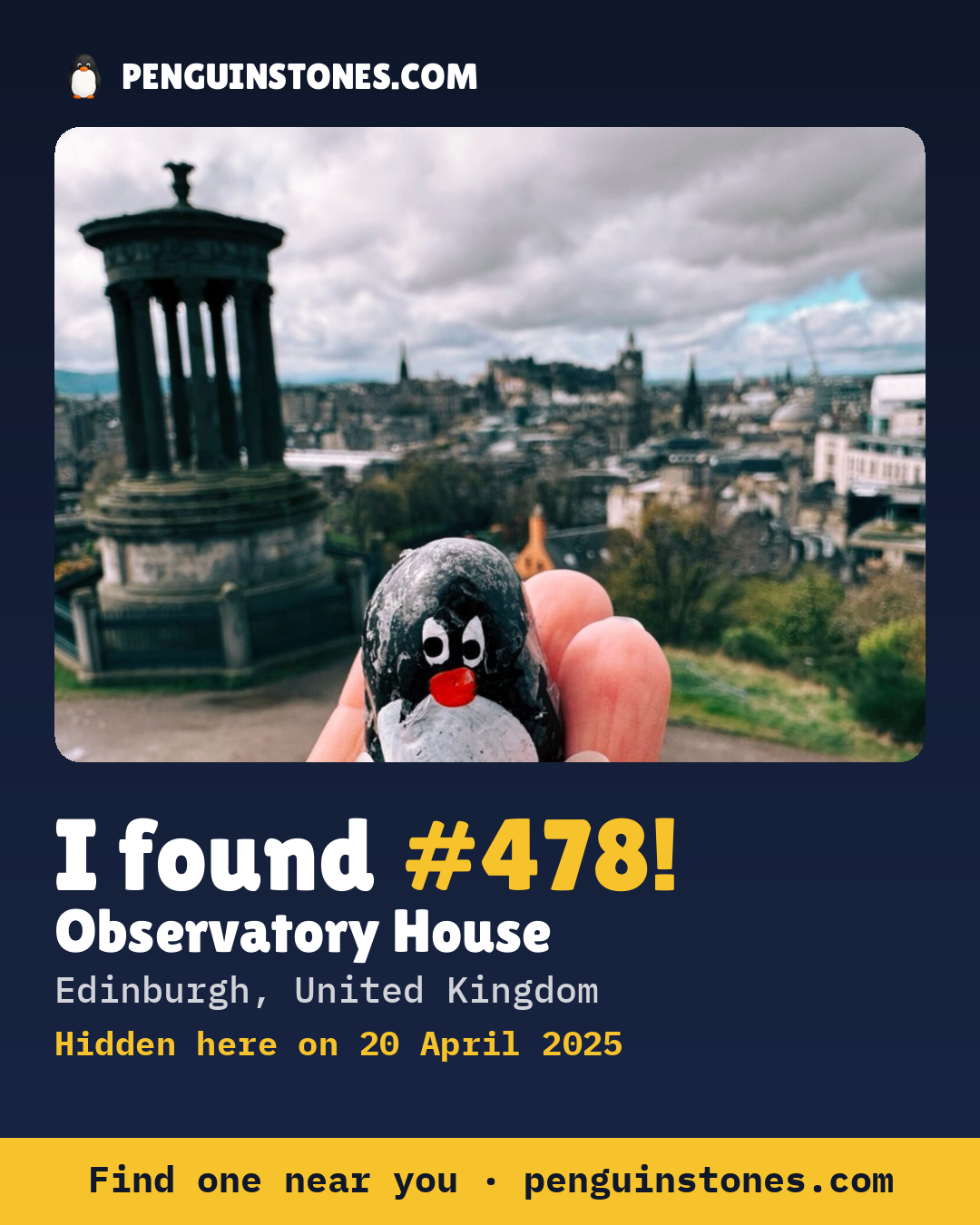 Obrázok s nápisom „I found #478“: fotka kameňa, kde je a ako ďaleko docestoval