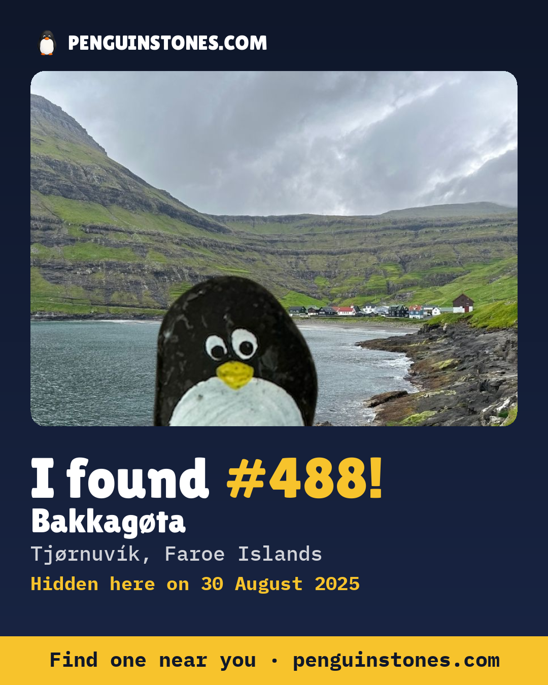 Obrázok s nápisom „I found #488“: fotka kameňa, kde je a ako ďaleko docestoval