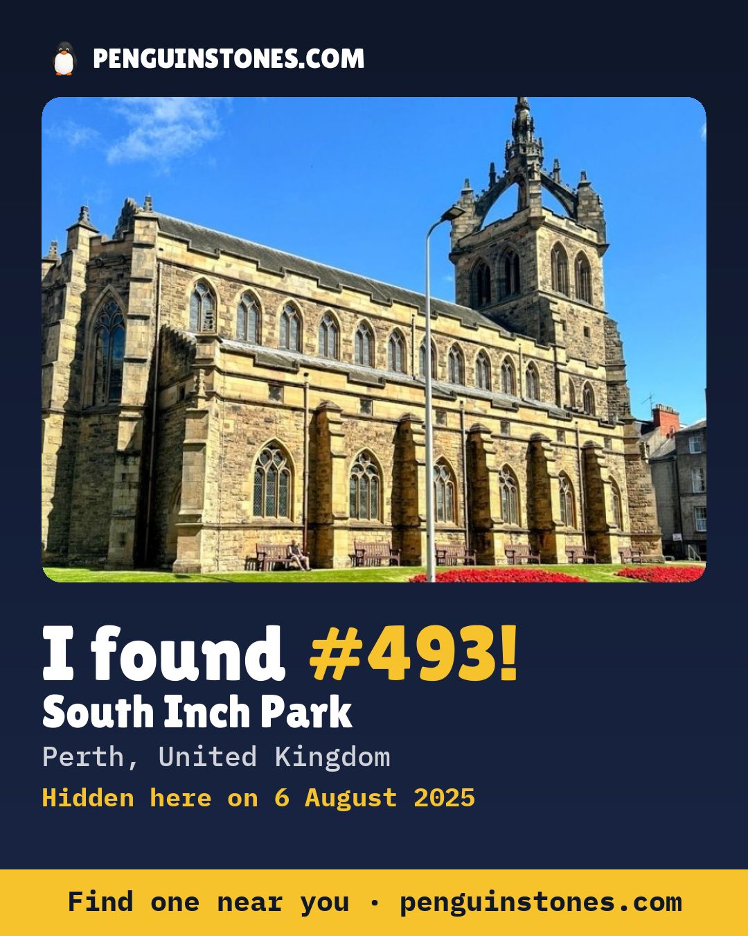 Obrázok s nápisom „I found #493“: fotka kameňa, kde je a ako ďaleko docestoval