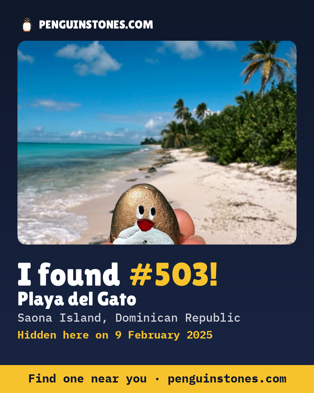 Obrázok s nápisom „I found #503“: fotka kameňa, kde je a ako ďaleko docestoval