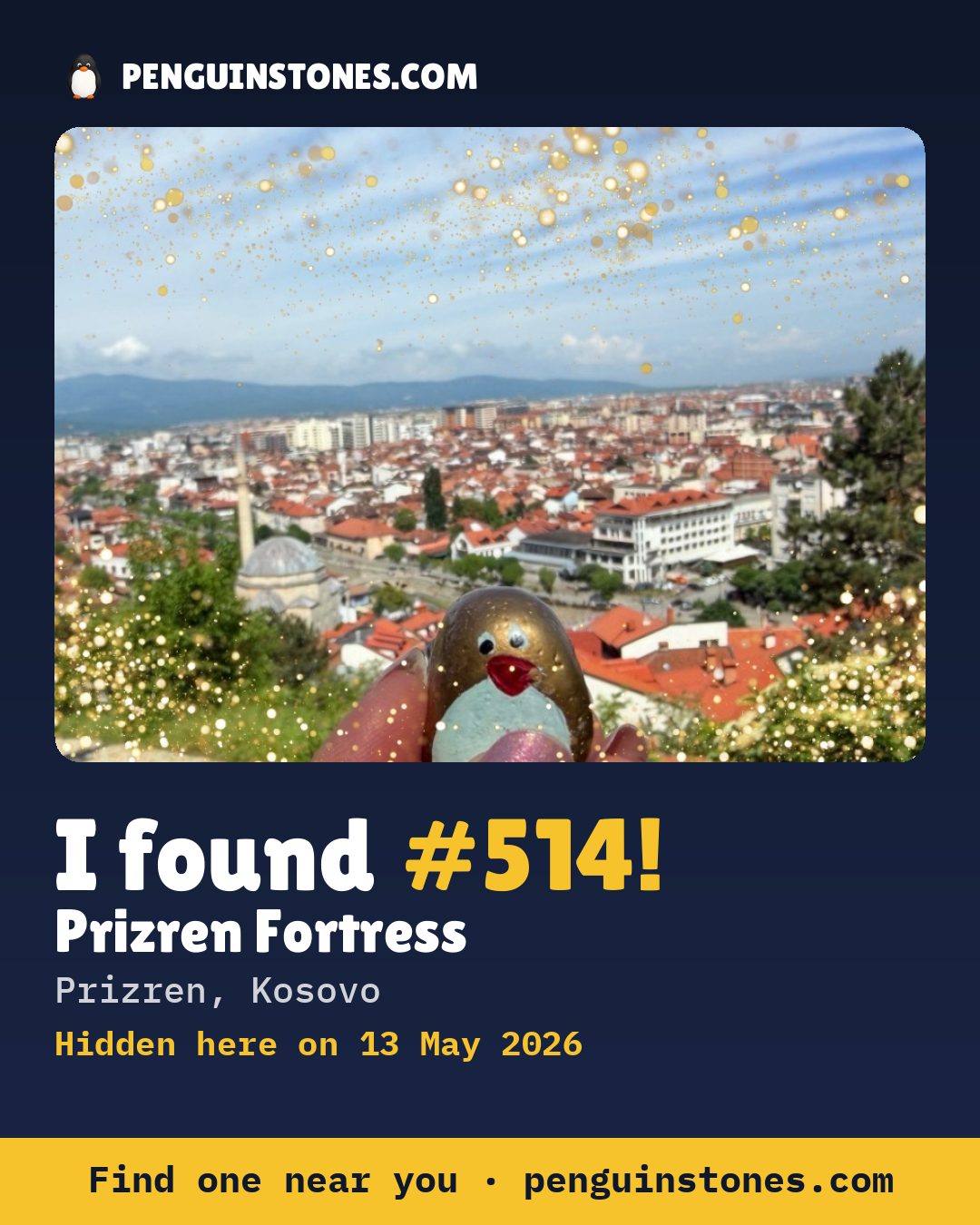 Obrázok s nápisom „I found #514“: fotka kameňa, kde je a ako ďaleko docestoval