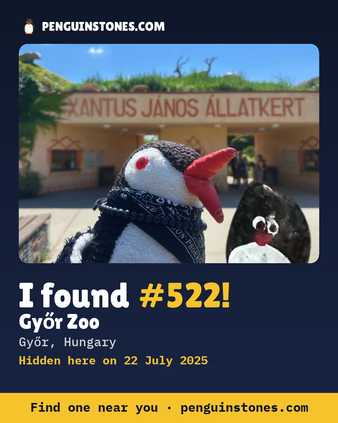 Obrázok s nápisom „I found #522“: fotka kameňa, kde je a ako ďaleko docestoval