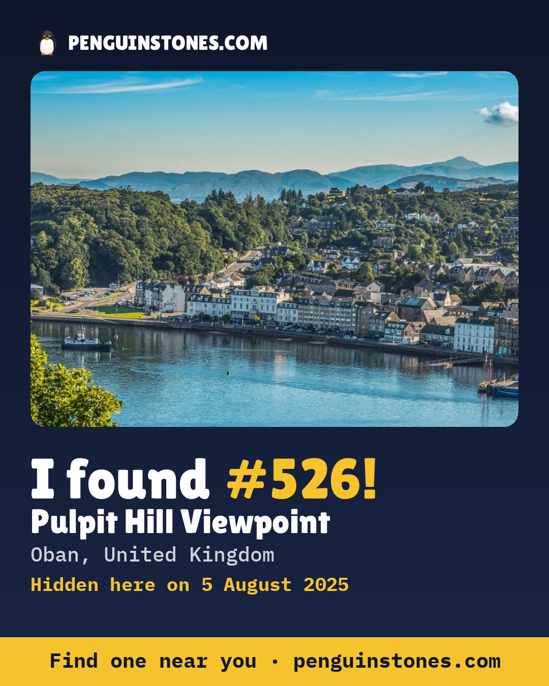Obrázok s nápisom „I found #526“: fotka kameňa, kde je a ako ďaleko docestoval