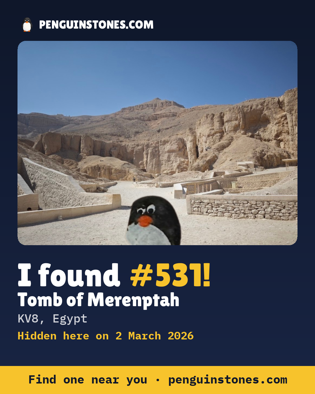 Obrázok s nápisom „I found #531“: fotka kameňa, kde je a ako ďaleko docestoval