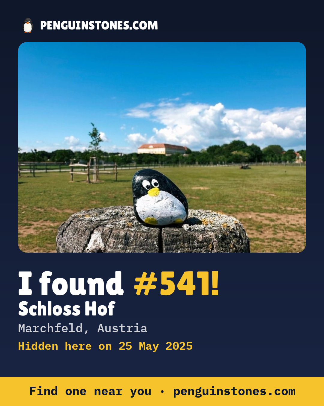 Obrázok s nápisom „I found #541“: fotka kameňa, kde je a ako ďaleko docestoval