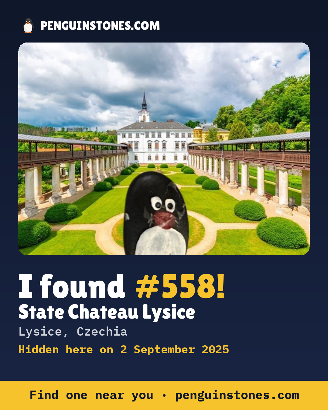 Obrázok s nápisom „I found #558“: fotka kameňa, kde je a ako ďaleko docestoval