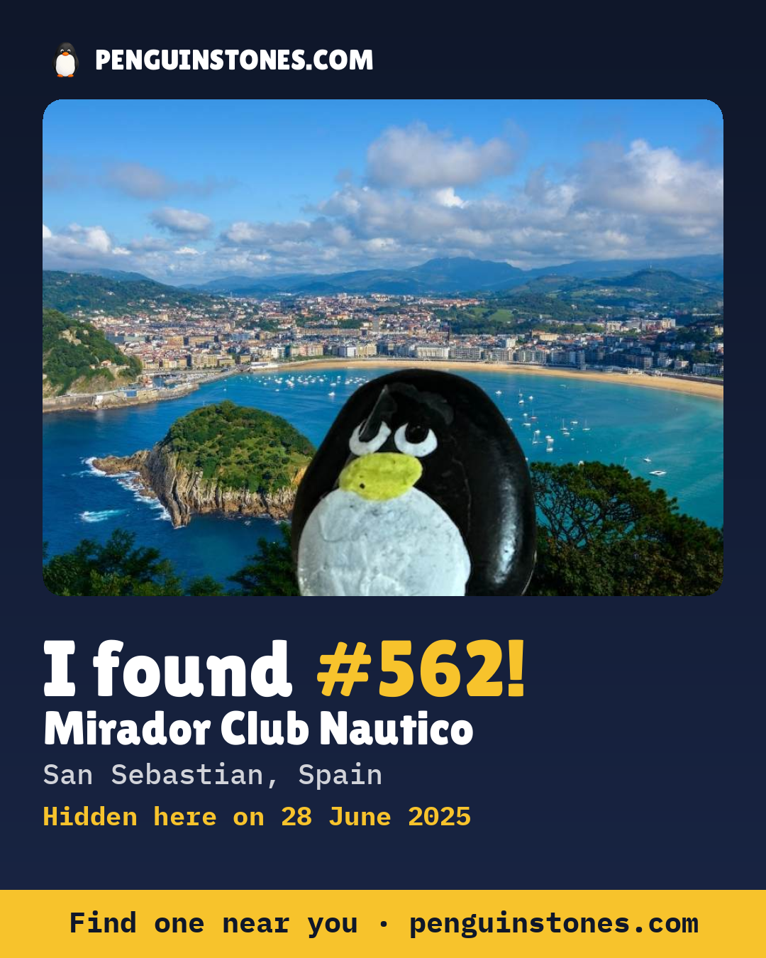 Obrázok s nápisom „I found #562“: fotka kameňa, kde je a ako ďaleko docestoval