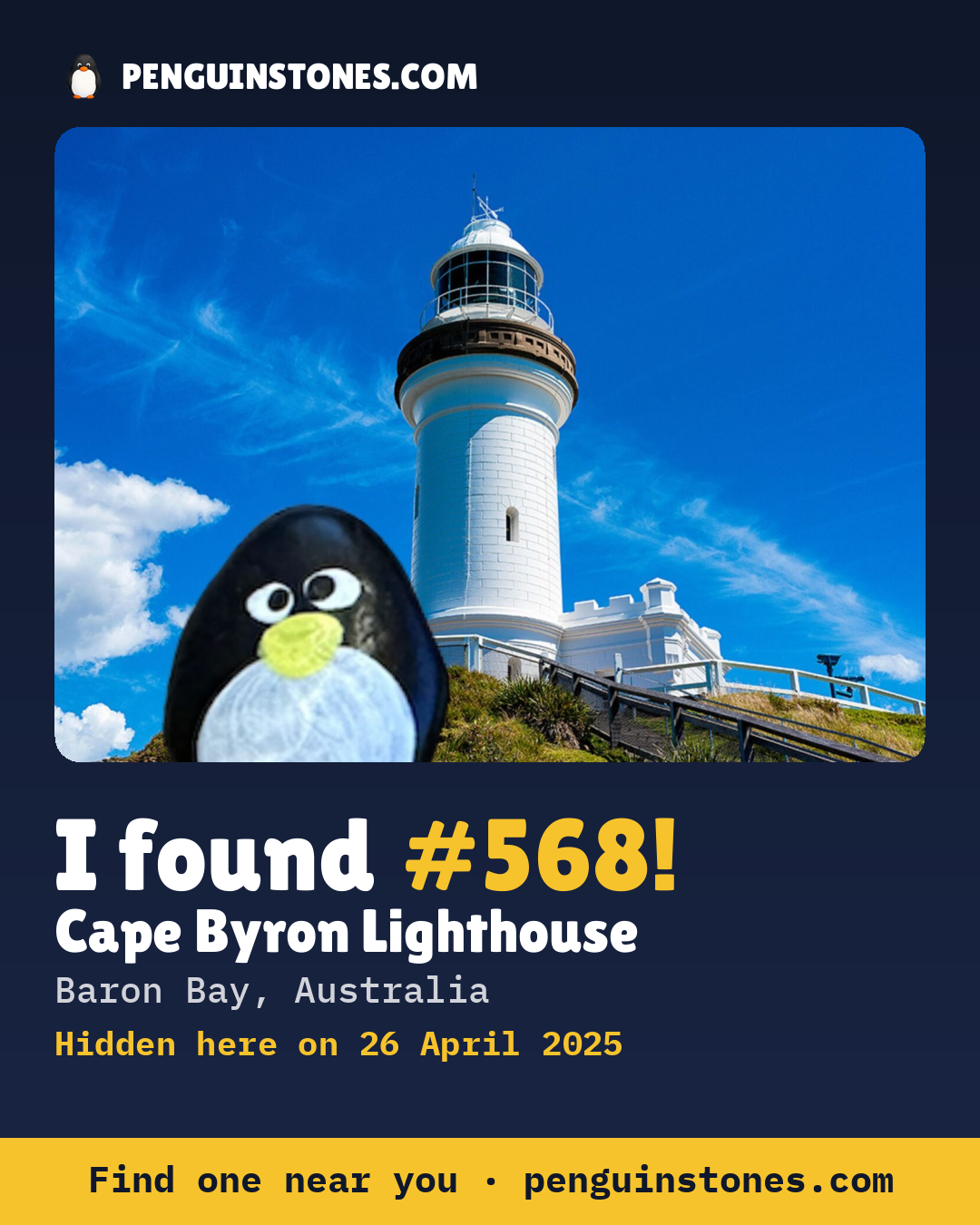 Obrázok s nápisom „I found #568“: fotka kameňa, kde je a ako ďaleko docestoval