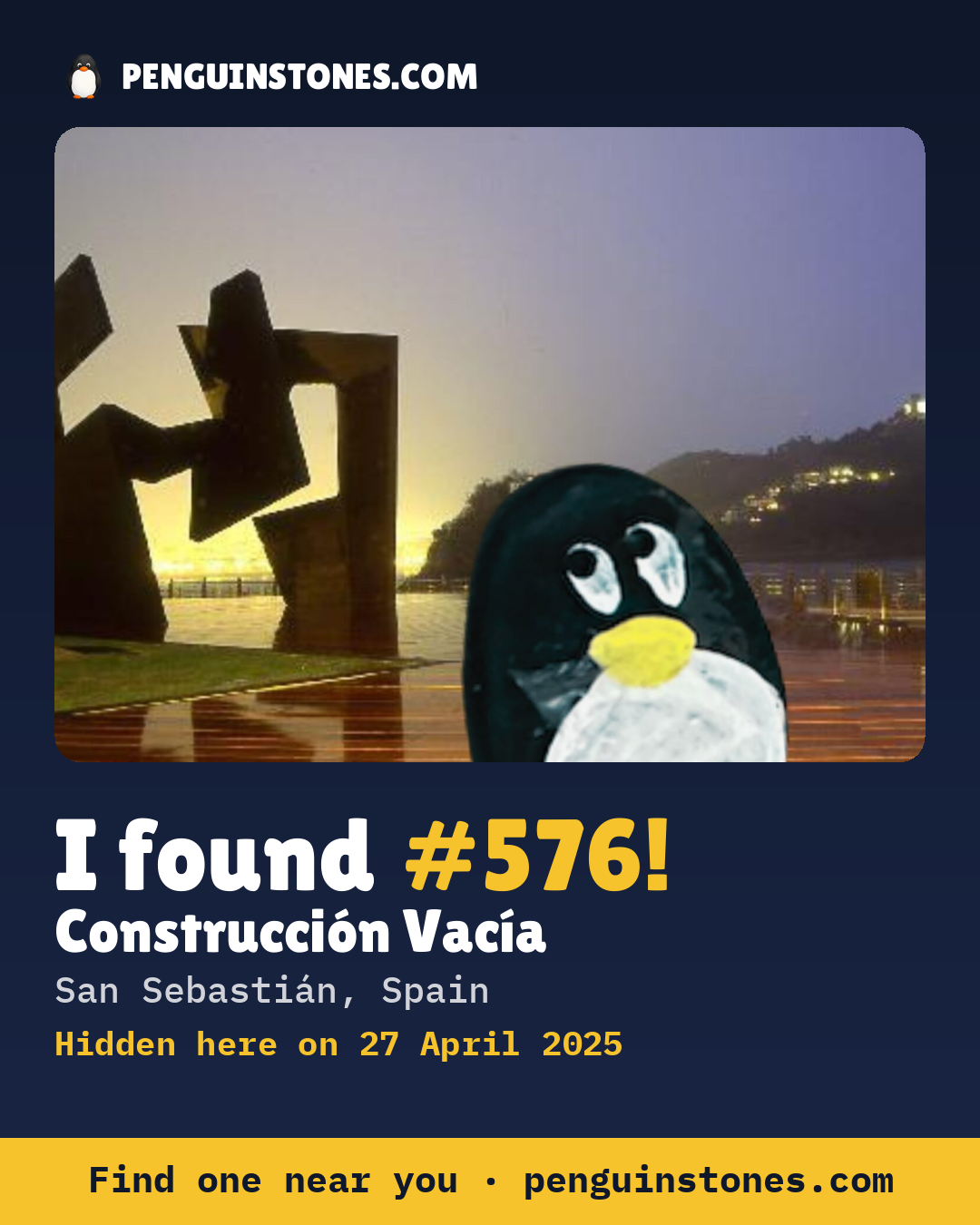 Obrázok s nápisom „I found #576“: fotka kameňa, kde je a ako ďaleko docestoval