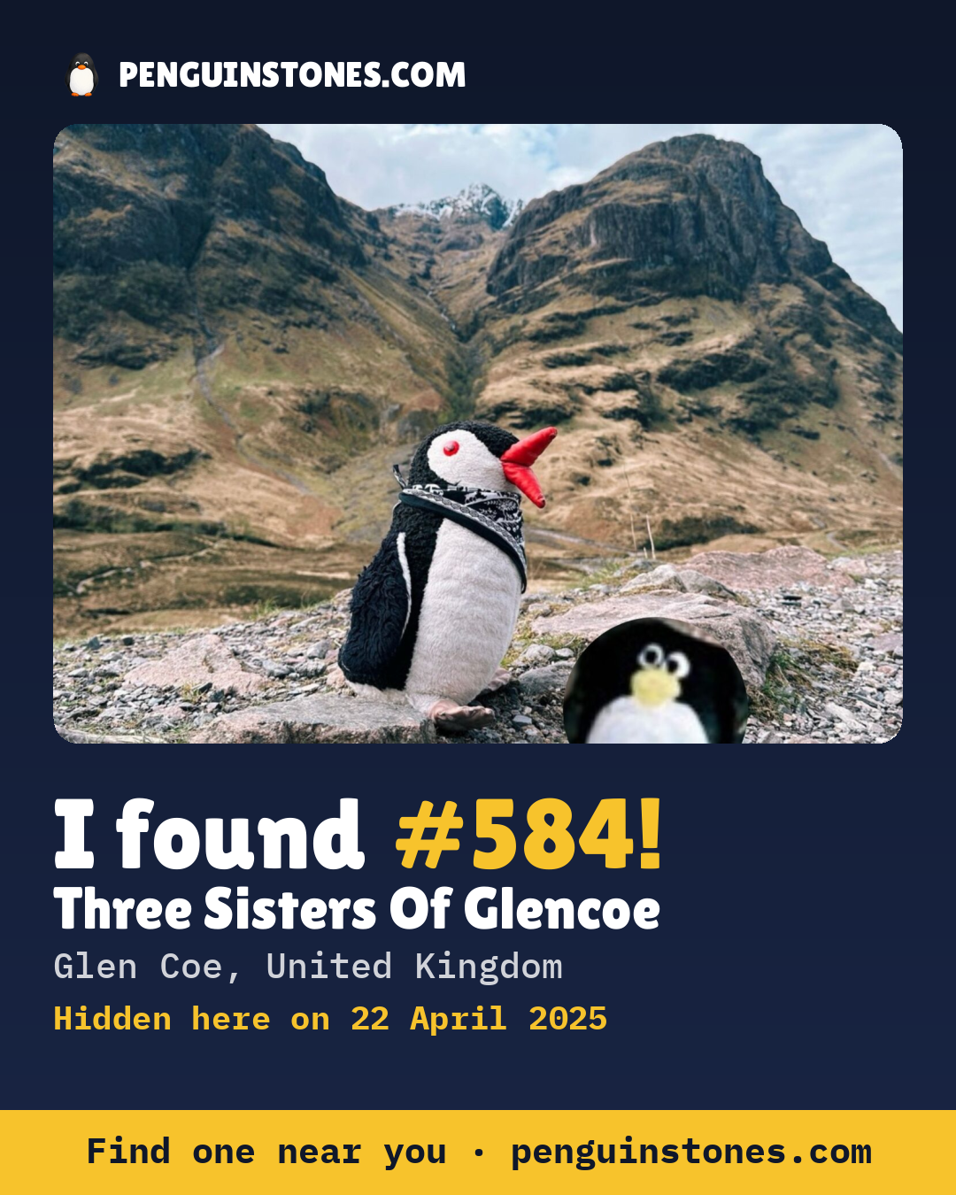 Obrázok s nápisom „I found #584“: fotka kameňa, kde je a ako ďaleko docestoval