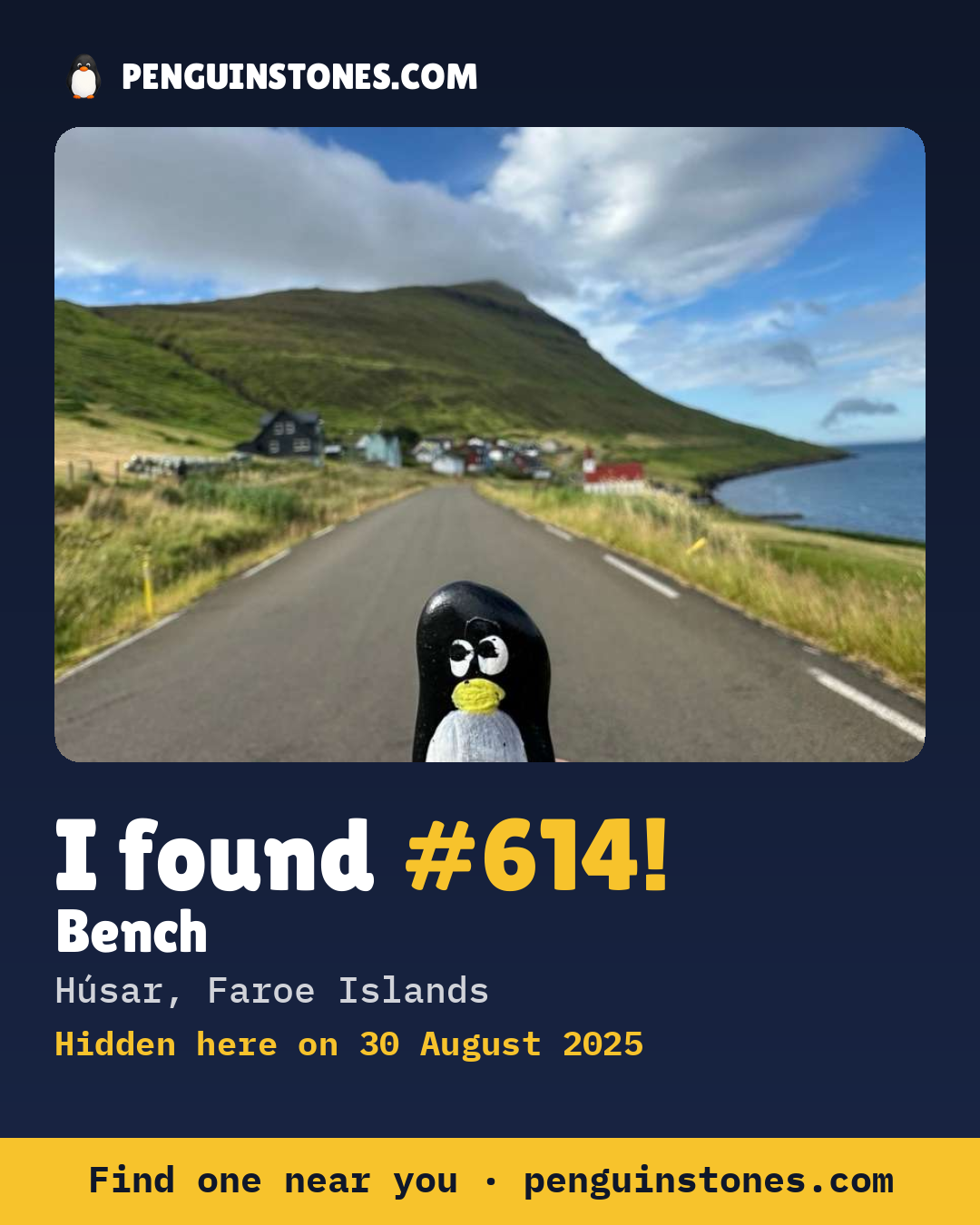 Obrázok s nápisom „I found #614“: fotka kameňa, kde je a ako ďaleko docestoval