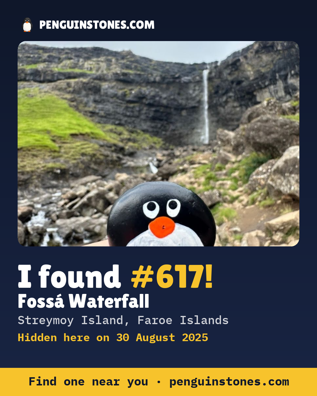 Obrázok s nápisom „I found #617“: fotka kameňa, kde je a ako ďaleko docestoval