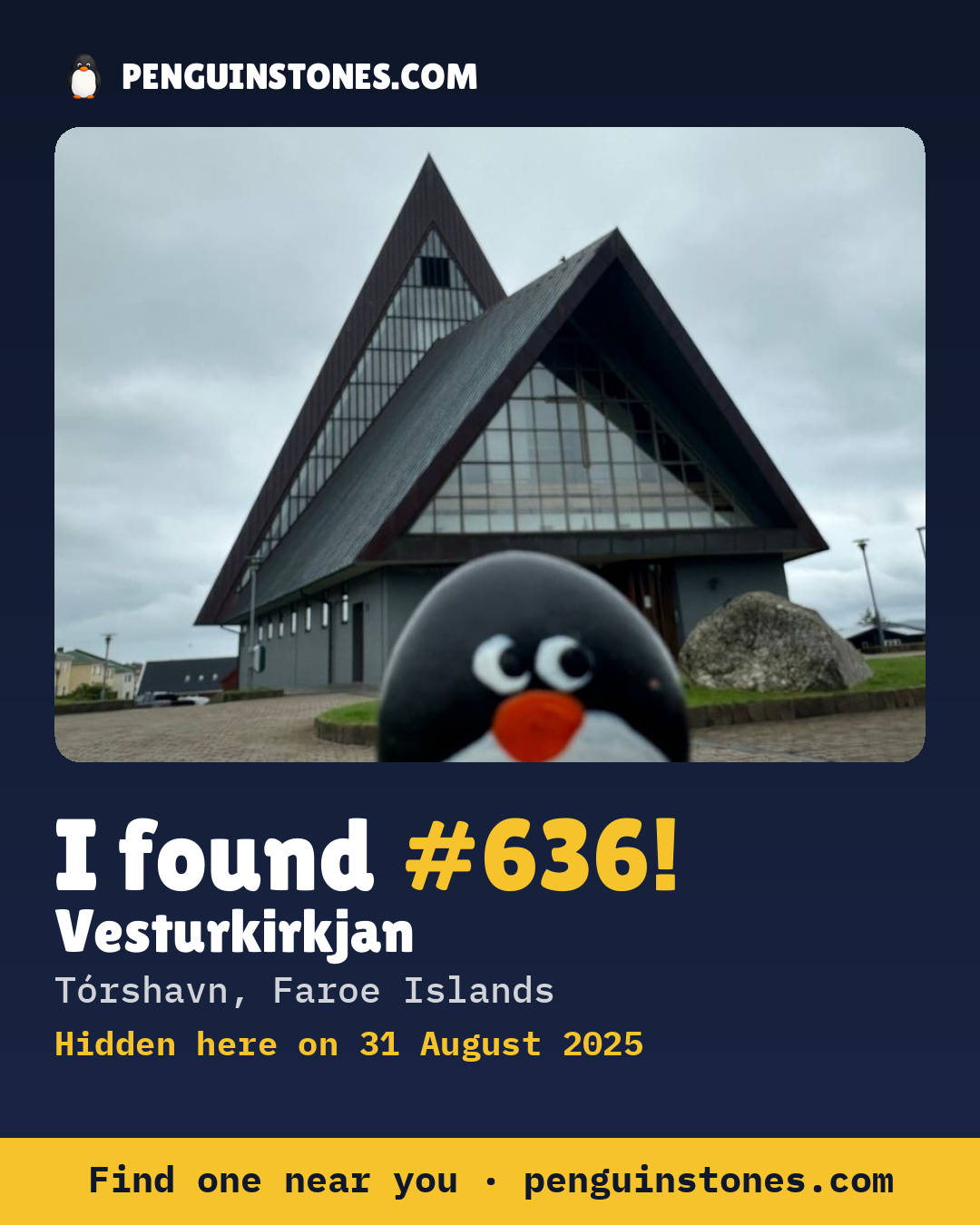 Obrázok s nápisom „I found #636“: fotka kameňa, kde je a ako ďaleko docestoval