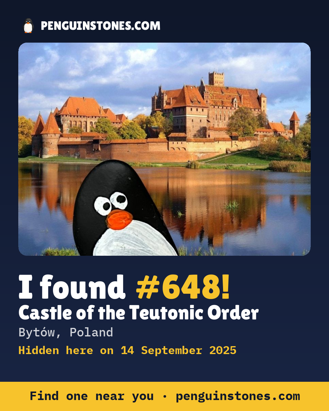 Obrázok s nápisom „I found #648“: fotka kameňa, kde je a ako ďaleko docestoval